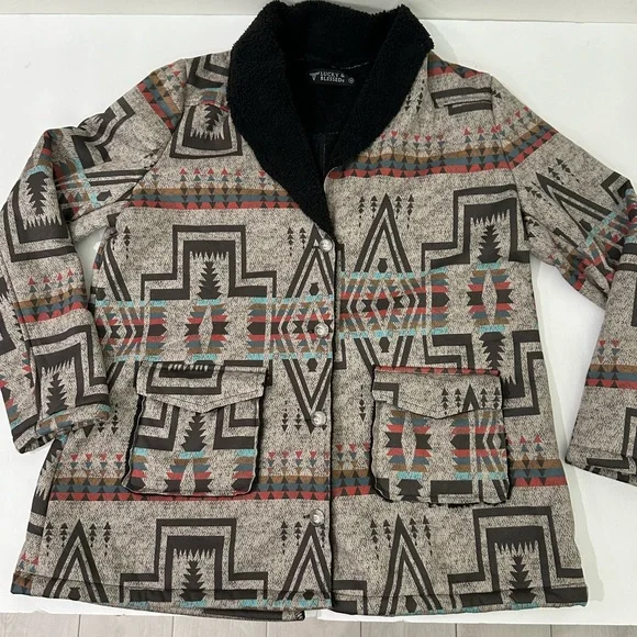 Lucky & Blessed Aztec Sherpa Jacket size Medium - Picture 3 of 16